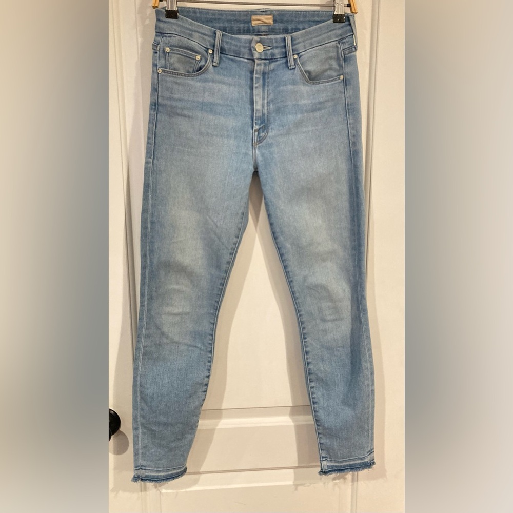 Mother Denim The Looker Jeans Swimming Pool Sunday Skinny Raw Released Hem Sz 27